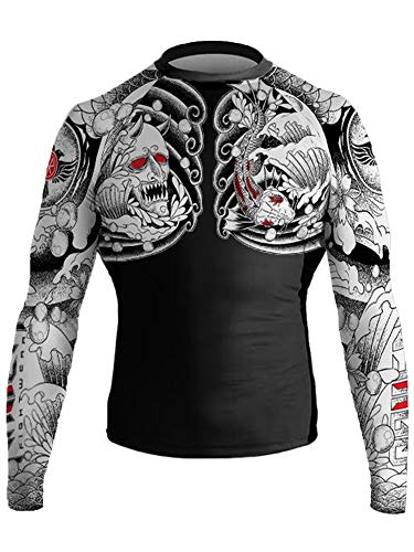Raven fightwear men's irezumi 1.0 rash guard mma bjj bl…