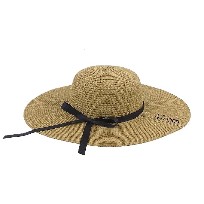Women Wide Brim Straw Sun Hat Floppy Foldable Roll up Cap Beach Summer Hats UPF 50+ Cream-image-23