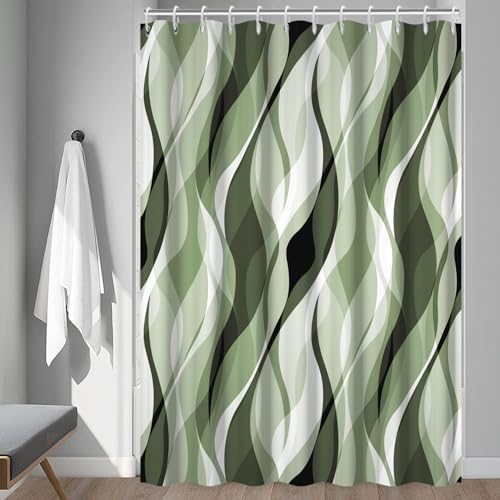 Rideau de douche imperméable et séchage rapide vert sauge - 2