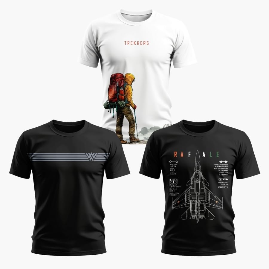 warriorworld Men’s Pure Cotton T-Shirt Combo | Graphic Printed Half Sleeve Round Neck Tees for Casual Pack of 3-picture-15