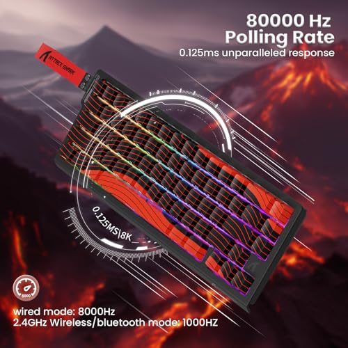 Image of MAMBASNAKE Attack Shark X68PRO HE Rapid Trigger Wireless Keyboard, 0.01mm RT Accuracy 8000Hz Wired Gaming Keyboard, Adjustable Actuation, Snap Tap, RGB Backlit, Magnetic Switch, C01 Coiled Cable -Red