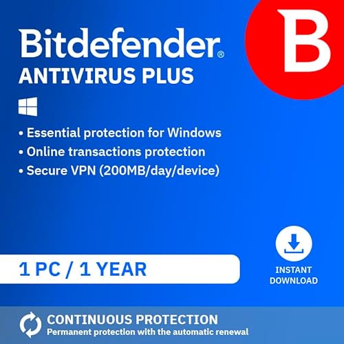 Image of Bitdefender Antivirus Plus 2026| 1 Device | 1 Year | PC/Mac/iOS/Android | Activation Code by Email | Automatic Renewal