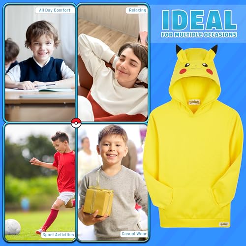 Image of Pokemon Hoodie for Boys & Teens Hooded Sweatshirt Warm Anime Pikachu Sweater