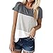 Produktbild Hevoiok Damen Kurzarm-Shirt Oberteile Sexy Dreifacher Farbblock Streifen Bluse Neu Frühling Sommer T Shirt Frauen Casual Locker Beiläufig Tanktops (Grau, 2XL)