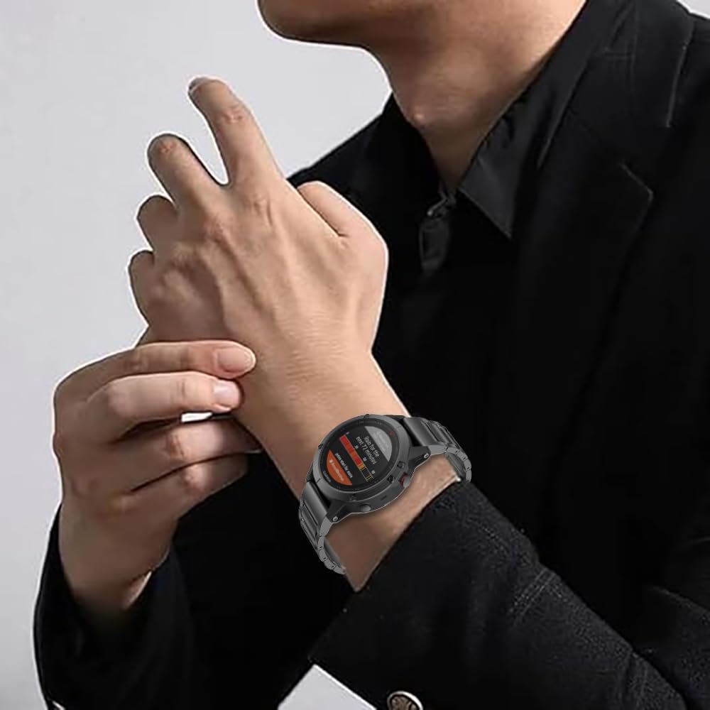 No Gap 26mm Titanium Metal WatchBand Compatible for Fenix 8 51mm/Enduro 3 51mm/Fenix 6X Pro/7X Pro/5X Plus,22mm Quick Release Band for Fenix 8 47mm/E 47mm/Fenix 6 Pro/7/5 Plus/Forerunner 965 - Image 7