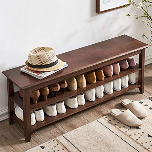 Image of ACRO Rustic Solid Wood Entryway Bench (Brown, 47.2 inchL x 11.8 inchW x 16.5 inchH, 550 lbs Capacity)