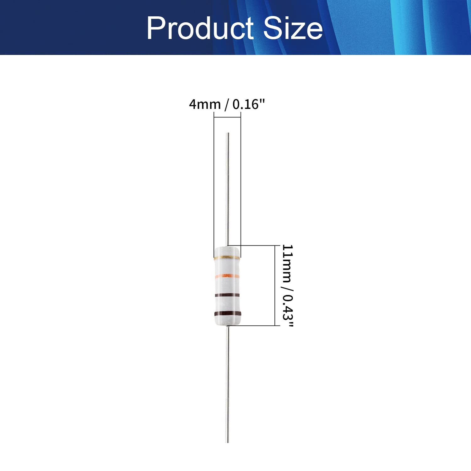 PAKMEZ 100pcs 180KΩ Resistor 1W ± 5% Tolerancia Resistores de película de óxido de Metal for proyectos de Bricolaje (Size : 11K Ohm)