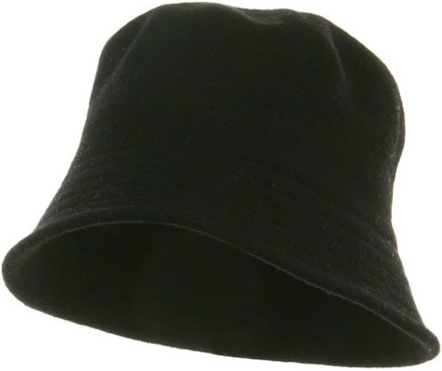 Wool Bucket Hat with Stitches-Black