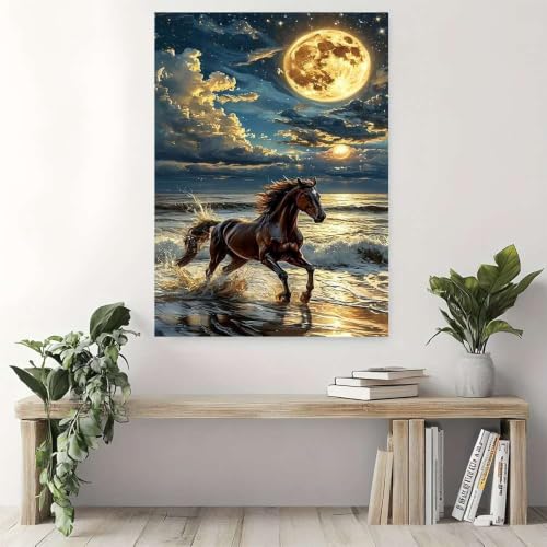 Cuadro decorativo de caballo junto al mar de 40x50cm para colgar sin marco 6