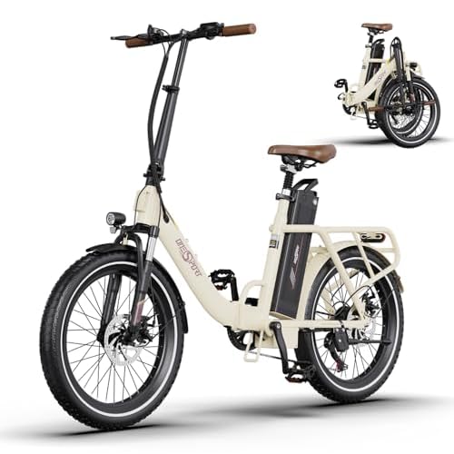 ONESPORT Bicicleta Electrica Plegable, 20 Pulgadas Bici Eléctrica Adulto con Pantalla LCD y Conexión Bluetooth, 3 Modos de Conducción y Extraíble Bateria Litio 48V 17Ah (Blanquecino)
