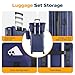 Hoteel Carry on Luggage Sets 3 Piece ABS PC Suitcases with Wheels Hardshell 20 inch Luggage with Duffel Bag Travel Bag, Dark Blue