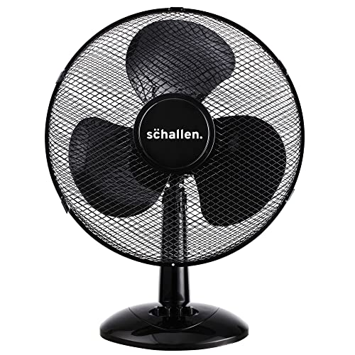 Schallen Home Work Office Electric 16 3 Speed Electric Oscillating Worktop Desk Table Air Cooling Fan (16 Black)