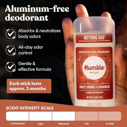 Image of Humble Aluminum-Free Deodorant, Sweet Orange & Cinnamon - 1 Pack | Fresh & Natural Deodorant Stick with Essential Oils, Long-Lasting Odor Control, Cruelty-Free, Men & Women