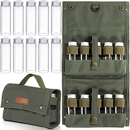 Acelist Gewürzgläser Set mit 10 Gewürzgläser, Gewürzdosen für Camping,Dauerhaft Gewürzstreuer, Gewürze Aufbewahrung, Gewürzbehälter mit Canvas Aufbewahrungstasche für Camping, BBQ, Picknick,Reisen