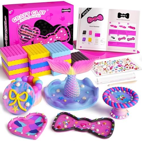 Tomons Make Your Own Clay Jewelry Dishes Arts and Crafts Kits for Girls Kids Ages 6 7 8 9 10 11 12 Years Old and Up Birthday Gifts Idea
