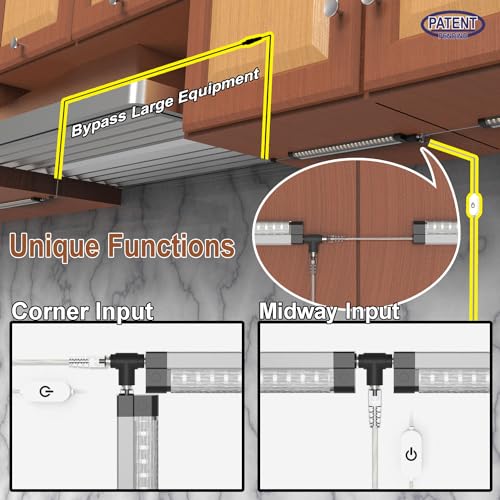 Image of EBD LED Under Cabinet Lights Hardwired Built-in Adjustable Cable Midway Input Under Counter Lights for Kitchen Sink Light 15 Pcs 6750 Lm 6500K Super-Bright for Closet Shelves Shelf Locker & Bookcase