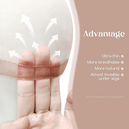 Miniatura 53 de 12 Paquetes Dreamlover Beige, base de peluca color beige, casquillos de peluca con extremo de nailon elástico de color carne, cada tablero de papel