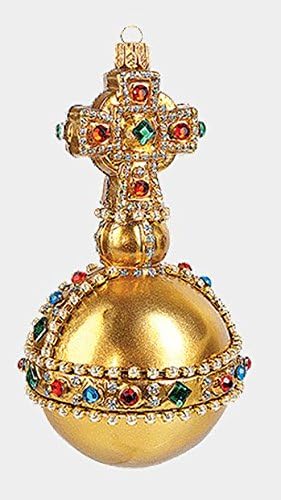Pinnacle Peak Trading Company Sovereigns Orb Royal British Crown Jewel Glass Christmas Ornament Decoration