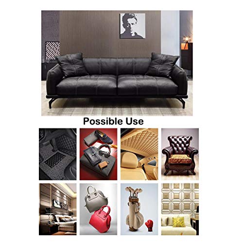 Image of Wento Thick 2 Yard Faux Leather Soft Skin Grain PU Fabric for Furniture Cover, Reupholster Sofa Chairs, Cushions, Vinyl Upholstery (2 Yards, Dark Brown)