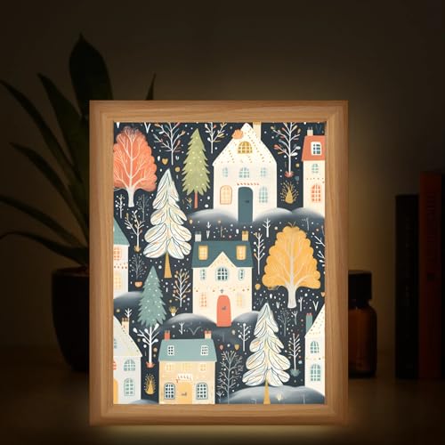 Light Up Painting, Graffiti Forest Wall Art Picture Light Cartoon Forest Light Up Desktop Art Decor, 10 Brightness, USB Powered, 3 Lighting Modes, Anxiety Relief Gift for Bedroom Home - Without Frame