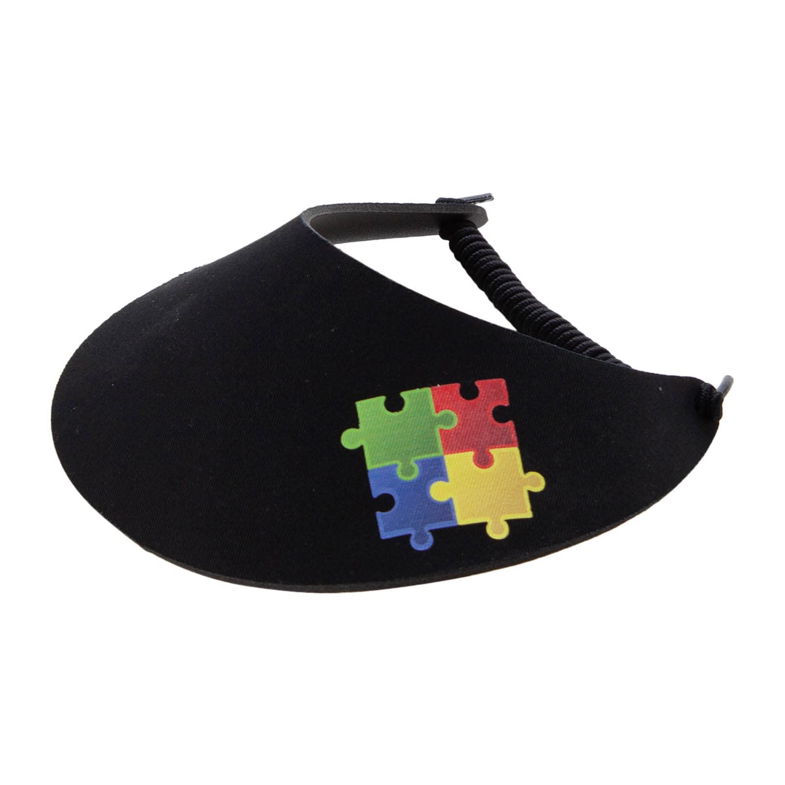 e4Hats.com Autism Puzzle Symbol Heat Transfer Fabric Foam Visorr - Black OSFM