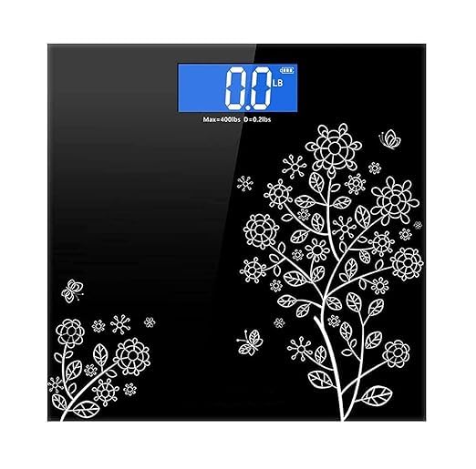 Heavy Thick Tempered Glass LCD Display Digital Personal Bathroom Health Body Weight Weighing Scales For Body Weight, Weight Scale Digital For Human Body (Flower Design Bathroom Scale)