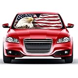 BDK AS-764 USA Patriotic American Eagle Flag Front Windshield Shade-Accordion Folding Auto Sunshade for Car Truck SUV-Blocks UV Rays Sun Visor Protector-Keeps Your Vehicle Cool-58 x 28 Inch