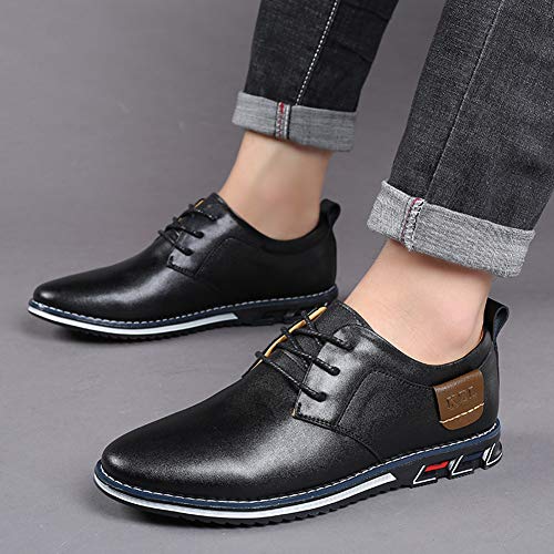 Image of Veslexth Men Casual Driving Sneakers Loafers Breathable Comfort Walking Wing Tips Lace Up Luxury Leather Shoes for Male Business Work Office Dress Outdoor