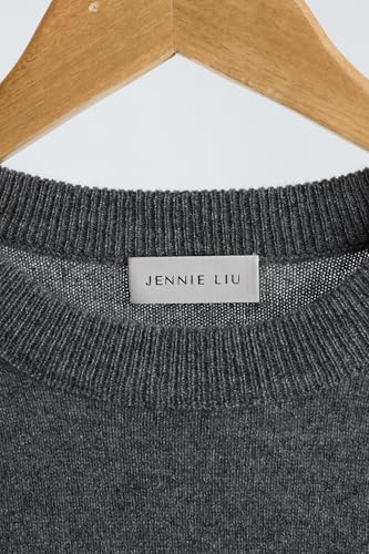 Image of JENNIE LIU Women's 100% Pure Cashmere Crew Neck Sweater, Tight Knit Cozy Soft Hand Washable Long Sleeve Pullover