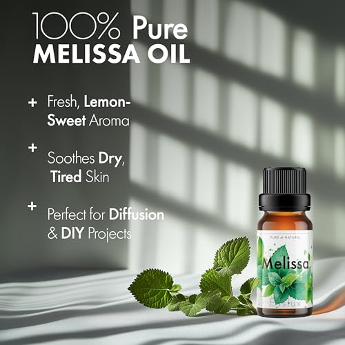 Image of Esslux Melissa Essential Oil for Comfortable Skin - Therapeutic Grade Melissa Oil - Perfect for Aromatherapy, Sensitive Skin, Sleep & Stress - Use in Diffusion or on Skin - 30 ML
