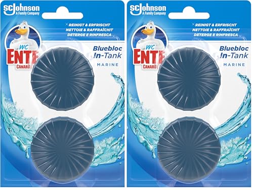 WC-Ente® Blue Bloc Intank, WC-Tabs für Wasserkästen, Marine Duft, 4er Pack (2x50g)