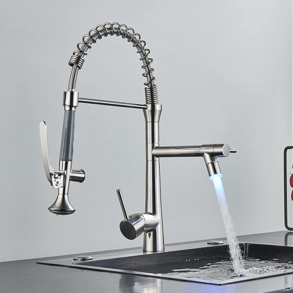 Mitigeur de cuisine noir mat d'exception avec finitions nickel brossé