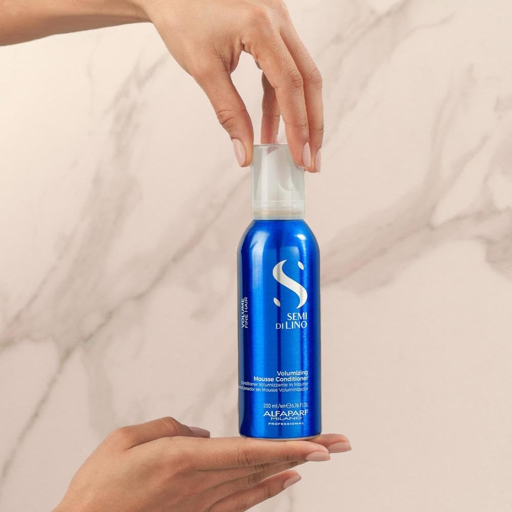 Alfaparf Milano| Semi di Lino Volume | Volumizing Mousse Conditioner - Conditioner volumizzante e corporizzante per capelli fini, 200ml