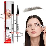 MAGISCHER AUGENBRAUENSTIFT, 2026 NEW DOPPELKÖPFIG MULTIFUNCTION 3D MICROBLADING EYEBROW TATTOO PENCIL, PRÄZISER BRAUENSTIFT MIT 4 SPITZEN LANGLEBIGER NATÜRLICHER AUGENBRAUENSTIFT (DUNKELBRAUN)