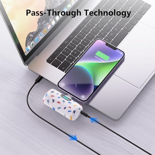 Yho Small Portable Charger For Iphone,5000Mah Colorful Mini Power Bank,Pd Fast Charging Portable Phone Charger,Lcd Display Cute Battery Pack Compatible With Iphone 14/14 Pro Max/13 Pro/12/11/X/8/7/6 Etc thumb #3