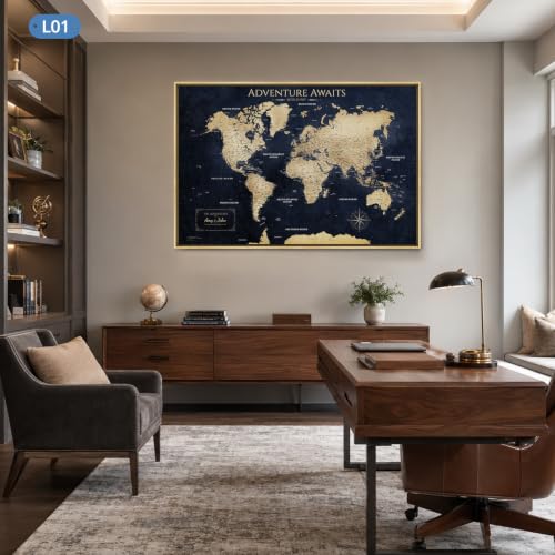 Image of IPIC Personalized Vintage Teal Framed World Map Pin Board, Size 42x28 in