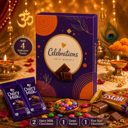 Image of Frostick Men's Rakhi Gift Set - 4 Designer Rakhis, 1 Celebrations Chocolates Pack, Roli Chawal, Greeting Card | Perfect Raksha Bandhan Chocolate Combo for Brother