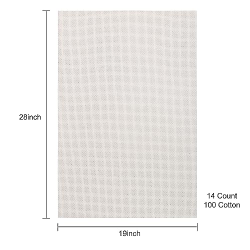 Image of Aida Cloth 14 Count Cross Stitch Fabric,19x28inch (14CT,Light Beige)