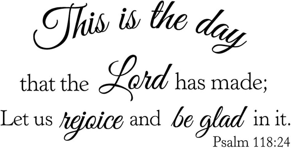 MOVANKRO This is The Day That The Lord has Made Let us Rejoice and be Glad in it Psalm 118:24 - Carved Pure Vinyl Wall Decal Bible Verse Christian Quotes Room Art Letters Décoration