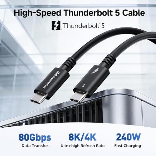Image of Cable Matters [Intel Certified] 80Gbps Thunderbolt 5 Cable with up to 120Gbps Bandwidth Boost and 240W Charging - 1.2m / 3.9ft, Compatible with Thunderbolt 4, USB4, and USB C, Black