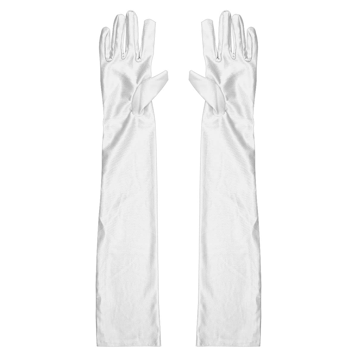 Jagowa Women's White 2Pcs Long Black Gloves Satin Elbow Length 1920S Opera Gloves Evening Costume Party Dance Gloves For (Black, Red)