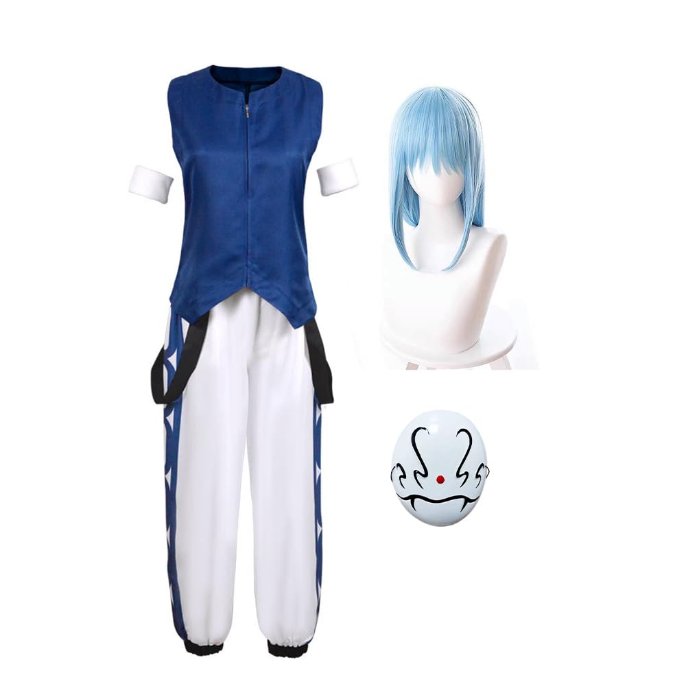 Anime Rimuru kostium cosplay z peruką, maską, stroje dla dorosłych, kobiet, na Halloween, karnawał, cosplay, fantazyjne przebranie