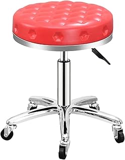 Bar Stool Adjustable Height Hydraulic Rolling Swivel Stool, Salon Chair with Wheels, 360 Degree Rotation,for Drafting Tattoo Beauty Spa, Adjustment Range: 45-6 (Chrome)