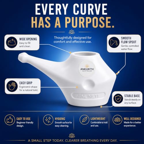 Image of Jal Neti Pot Plastic 200ml (Pack of 2) | BPA Free Nasal Cleansing Pot for Sinus Relief | Ayurvedic Jal Neti Kriya | Easy Flow Ergonomic Design | Rust Free, Reusable & Travel Friendly