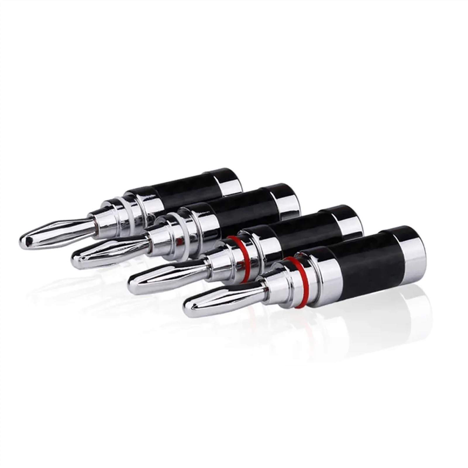 Connecteur de Haut-Parleur fiche Banane, bornes plaquées Rhodium en Fiber de Carbone, connecteurs Banane for Haut-Parleur et vidéo, Rouge et Blanc(25pairs,Black)