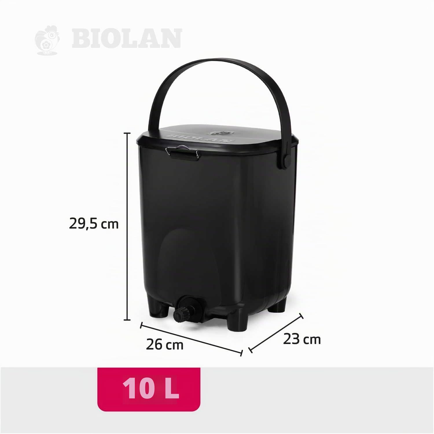Biolan Bokashi Kit de composteur de Cuisine (10 l) avec Activateur de Fermentation EM 1 kg (Noir)