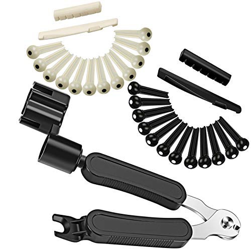 MOREYES String Winder Cutter Clipper Pin Puller with Saddle Nuts Bridge Pins for Acoustic Guitar