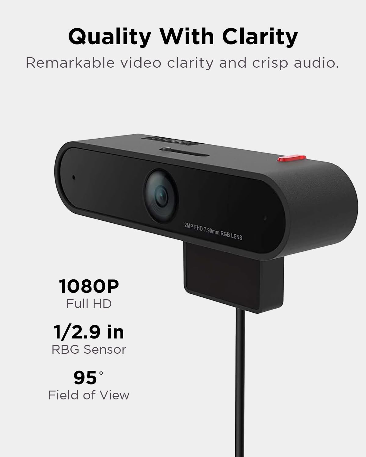 Lenovo Webcam LC50, 1080p, doppio microfono e cancellazione del rumore, attacco magnetico, otturatore per la privacy integrato