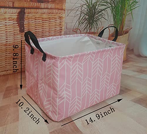 Image of Girls Storage Basket Foldable Pink Box Baby Hamper Collapsible Organizer Bin Gift Shelf for Home and Kitchen Outdoor
