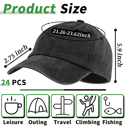 Image of Bonuci 24 /50 Pack Vintage Baseball Hat Bulk Washed Baseball Cap Adjustable Cotton Golf Hats for Men Women Sports